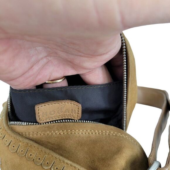 Vtg 90's Hogan Handbag Baguette Unique Rare Hippy Western Native Studded Tan - Picture 13 of 14